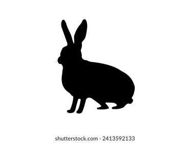Vector rabbit silhouette. Hare silhouette icon isolated on white background.	