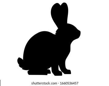 Vector rabbit silhouette. Rabbit - icon for your logo or pictogram. Black silhouette of a sitting rabbit.