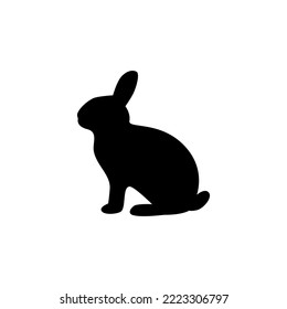 Vector rabbit silhouette isolated on white.