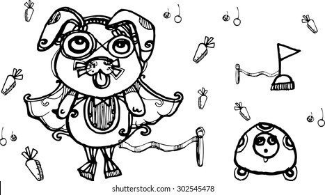 the vector of rabbit and turtle