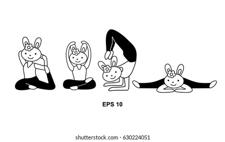 Vector Rabbit Yoga Cartoon Stock Vector (Royalty Free) 630224051 ...