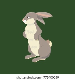 Vector of rabbit.Cartoon character.Isolated element of Easter design
