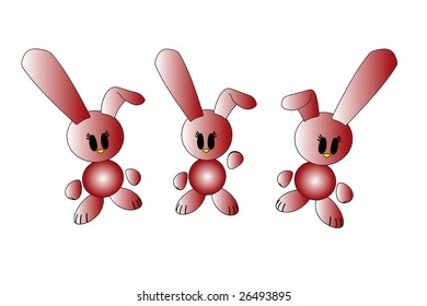 vector rabbits - isolated illustration on white background