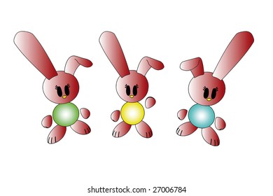 vector rabbits - isolated illustration on white background