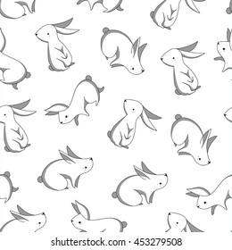 Vector rabbits seamless pattern