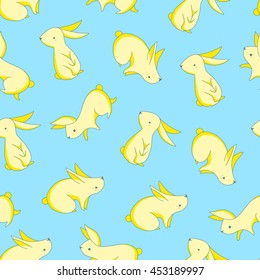 Vector rabbits seamless pattern. Child's bedclothes design