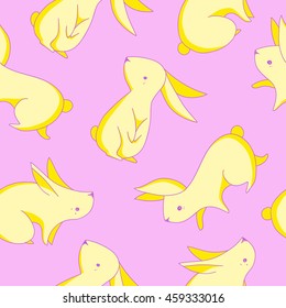 Vector Rabbits seamless pattern. Child's clothes design.