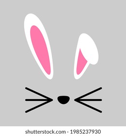 Vector Rabit Face and Ears Illustration