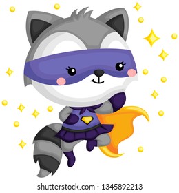 a vector of a raccoon dressed as superhero