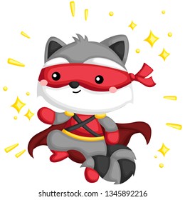 a vector of a raccoon dressed as superhero
