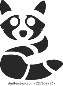 Vector raccoon head with big tail