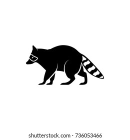Vector raccoon silhouette view side for retro logos, emblems, badges, labels template vintage design element. Isolated on white background