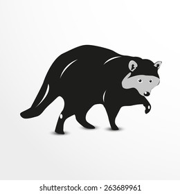 Vector raccoon web flat icon illustration.