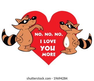 vector raccoons valentine message