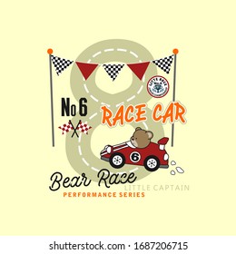 vector of race car, bear race, No. 6, design, transportation, team race