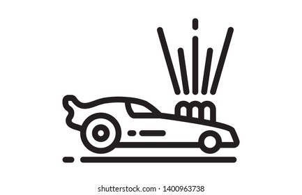 Vector race car icon, logo on white background - Vector