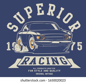vector race car illustration for tshirt 