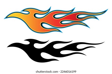 Vector race car sticker tribal fire flame motorcycle decal car tattoo graphic