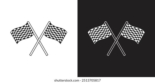Vector Race Flags With Chequered Black And White Print