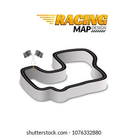 Vector Race Track Road. 3d Racing Competition Circuit Route For Sport Car Drive.