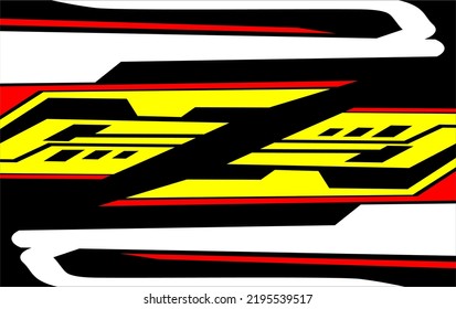 diseño de fondo de carreras vectoriales con un patrón único adecuado para envolver coches con colores amarillos, blancos y rojos sobre fondo negro