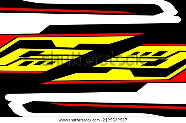 vector racing background design with a unique\
pattern suitable for wrapping cars with yellow, white and red\
colors on a black\
background