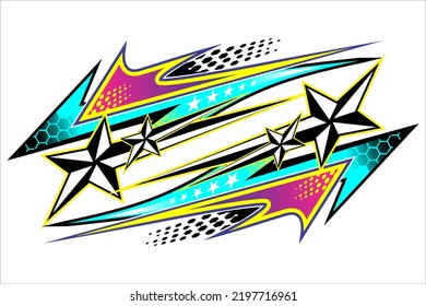 vector racing background, line and star pattern design and with attractive colors. suitable for car wraps