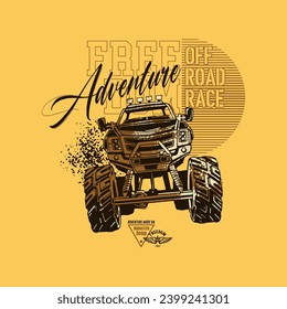 vector of racing car, adventure, monster car, off road race, design graphic illustration
