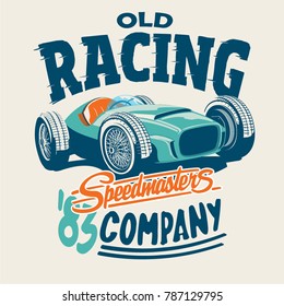 vector racing car illustration print