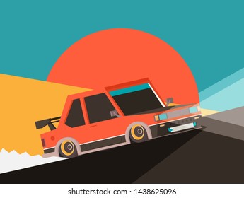 Vector racing car isolated on color background