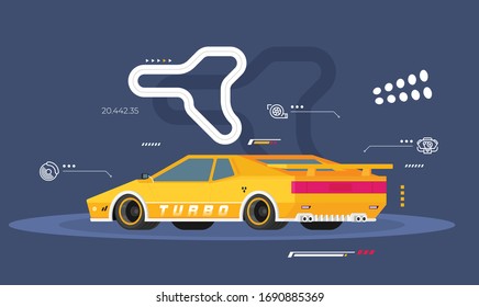camión de carreras de vectores aislado en fondo de color