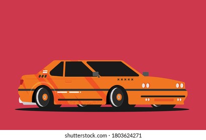 Vector racing car isolated on color background