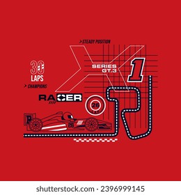 vector of racing car, racer, steady position, champions, design graphic illustration