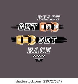 vector of racing car, ready get set race, champions, design graphic illustration