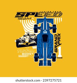 vector of racing car, speed team, turbo boost, junior team, design graphic illustration