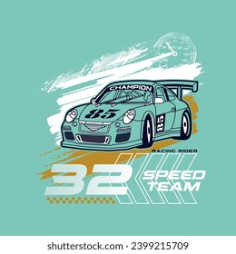 vector of racing car, speed team, racing rider, champion, design graphic illustration