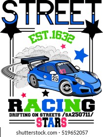 Vector racing car. transportation art for print