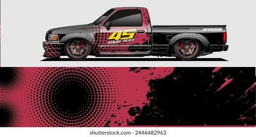 Vector Racing Car Wrap Design: Abstract Striped Background Kit for Vehicle Wraps, Race Cars, Rally, Adventure, and Livery