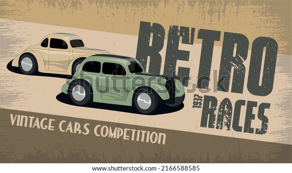 Vector of a\
racing muscle car. Retro car poster. Realistic Vector illustration\
for sticker, poster or\
badge\
