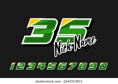 Vector Racing número 35 diseño de logotipo con marco conjunto eps 10