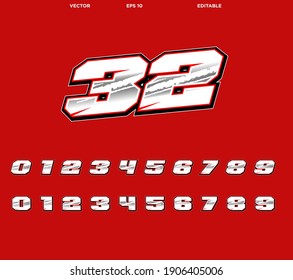 Vector racing number designs editable