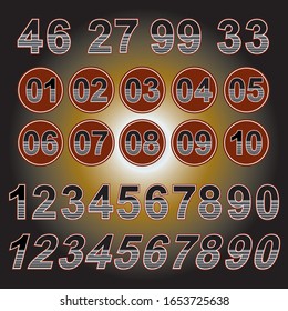 vector racing numbers in black and red
