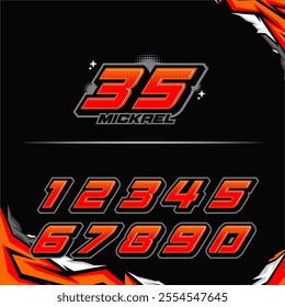 vector racing numbers for drag motorbikes and cars	