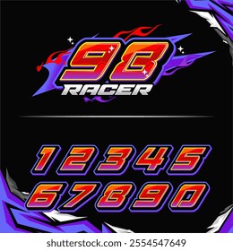 vector racing numbers for drag motorbikes and cars	