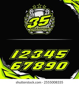 vector racing numbers for drag motorbikes and cars	