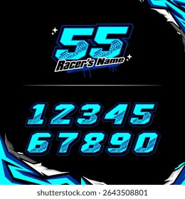 vector racing numbers for drag motorbikes and cars	