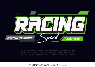 Vector racing speed design for t shirt automotive with text effect