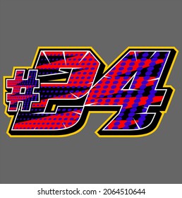 Vector racing start number 24 easy to editable