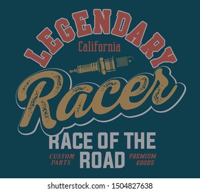 vector racing tee print text