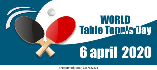 vector racket red and black ping pong ball on a white and blue background world table tennis day 6 april